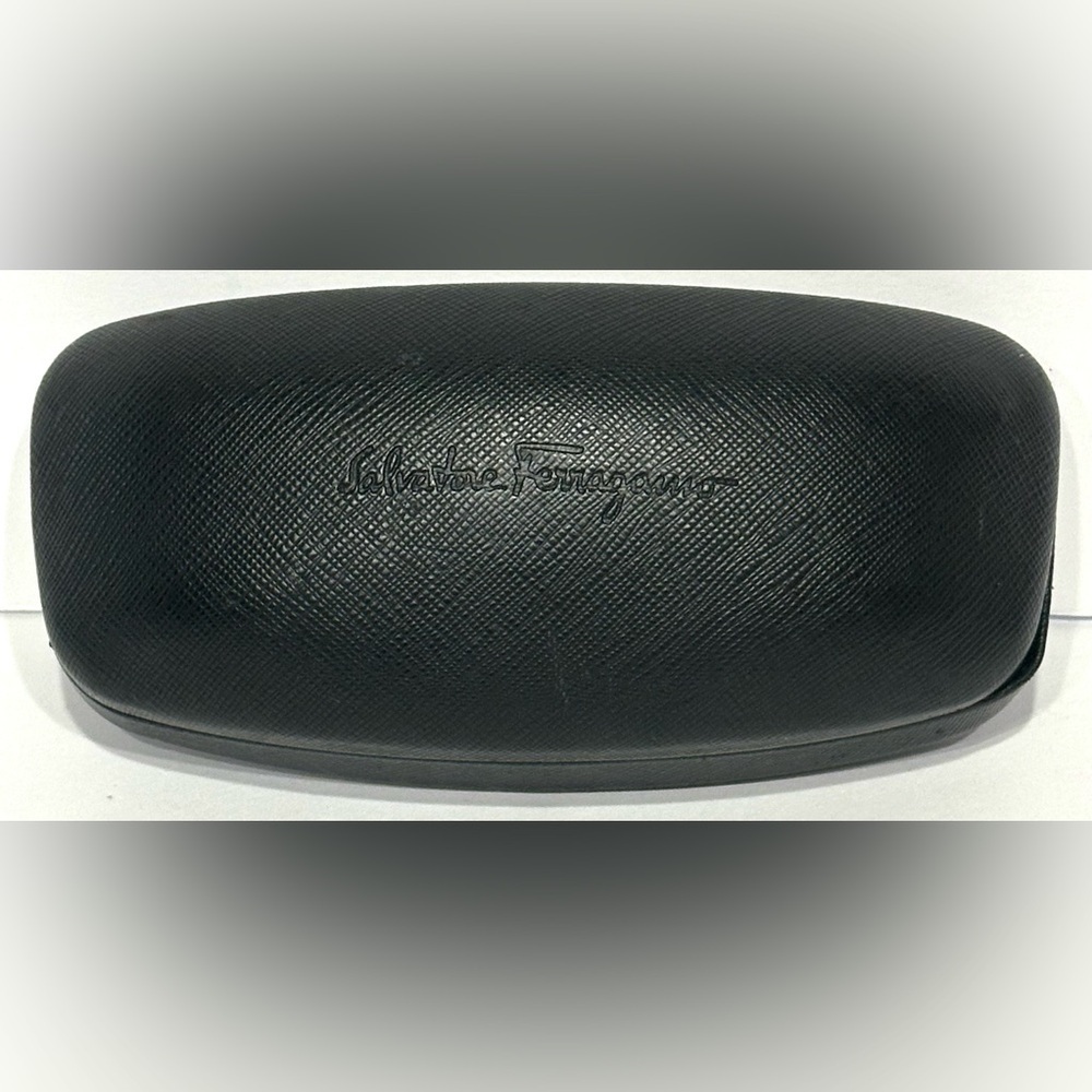 Salvatore Ferragamo Black Clamshell Glasses Case